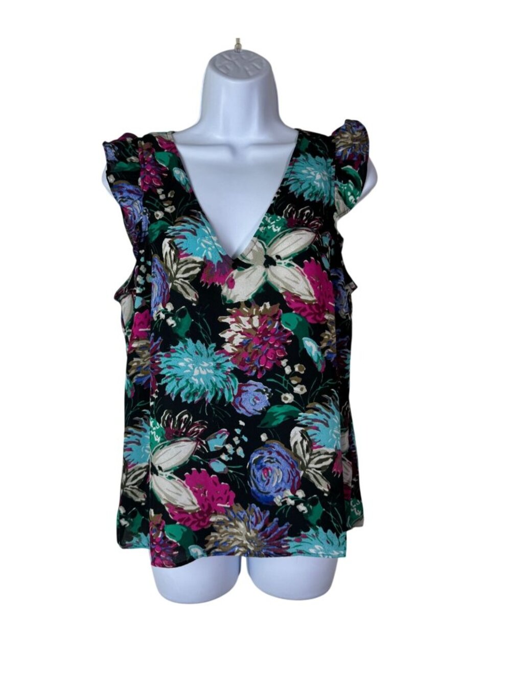 J.‎ Crew Womens Floral Sleeveless V-Neck Top Size 6 Multicolor Lightweight Boho